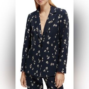NWT Scotch & Soda Floral Embroidered Jacquard Relaxed Fit Blazer Jacket